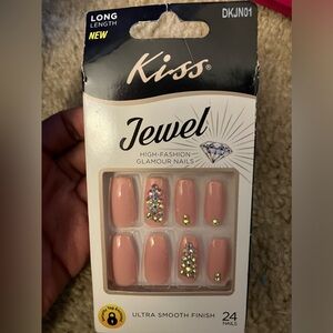 Pink And Silver Crystal Press Ons